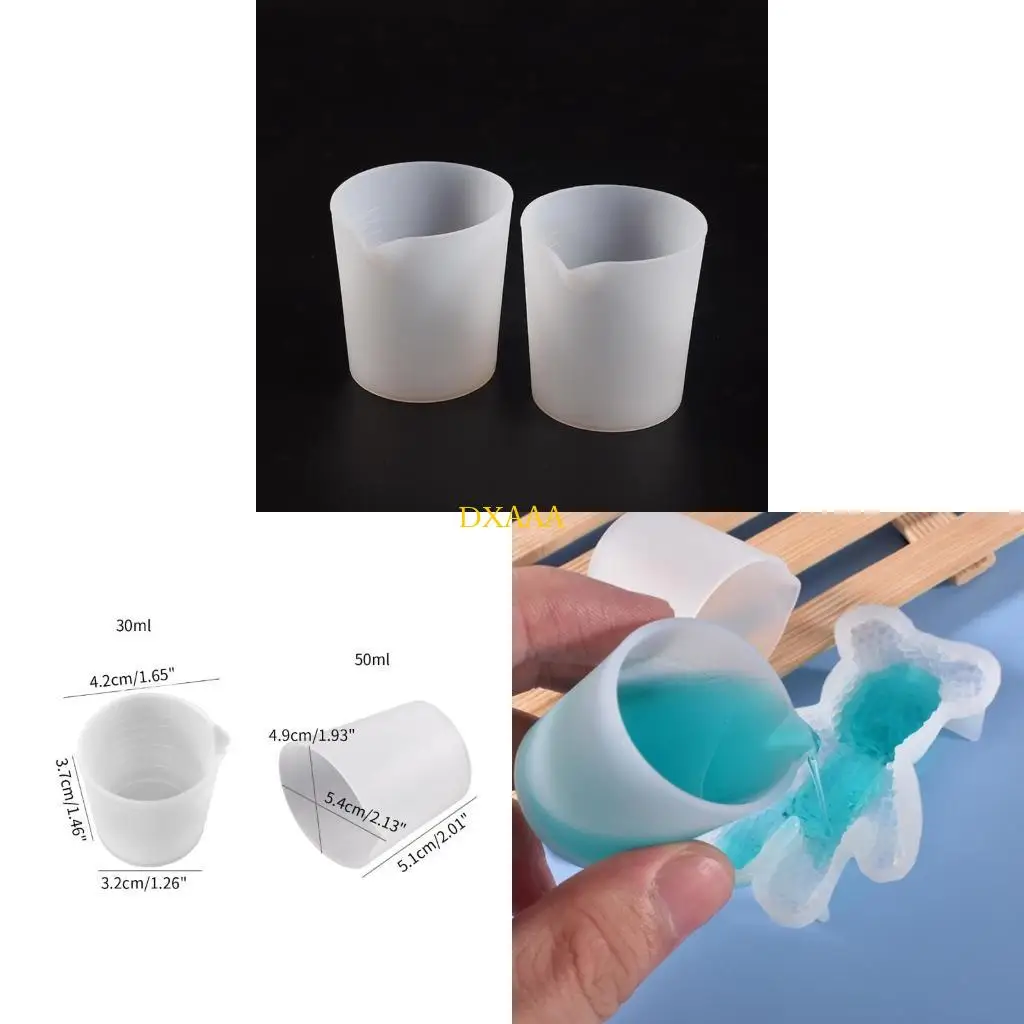 DXAA 2 Pcs Non-Stick Mixing Cups Precise Scale Toning Cups Silicone Measuring Cup