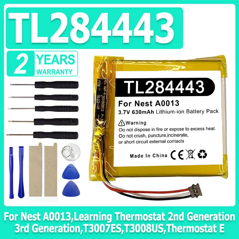 Battery 630mAh TL284443 Battery For Nest A0013,Learning Thermostat 2nd Generation,3rd Generation,T3007ES,T3008US,Thermostat E