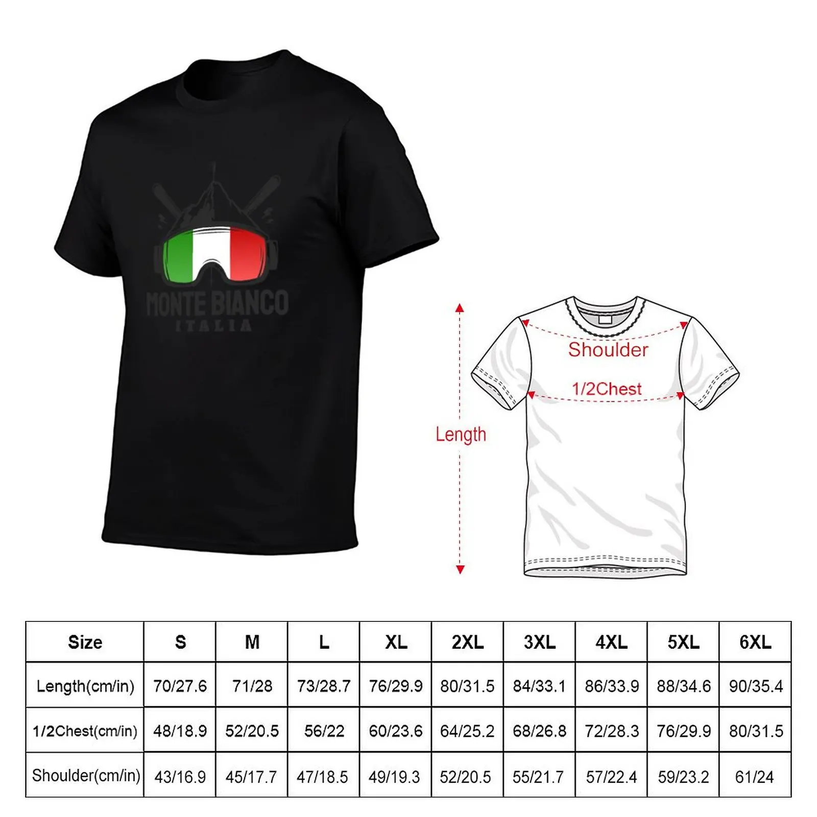 Monte Bianco Italy Ski Resort Skiing Souvenir T-Shirt graphics anime stuff quick-drying men t shirts high quality