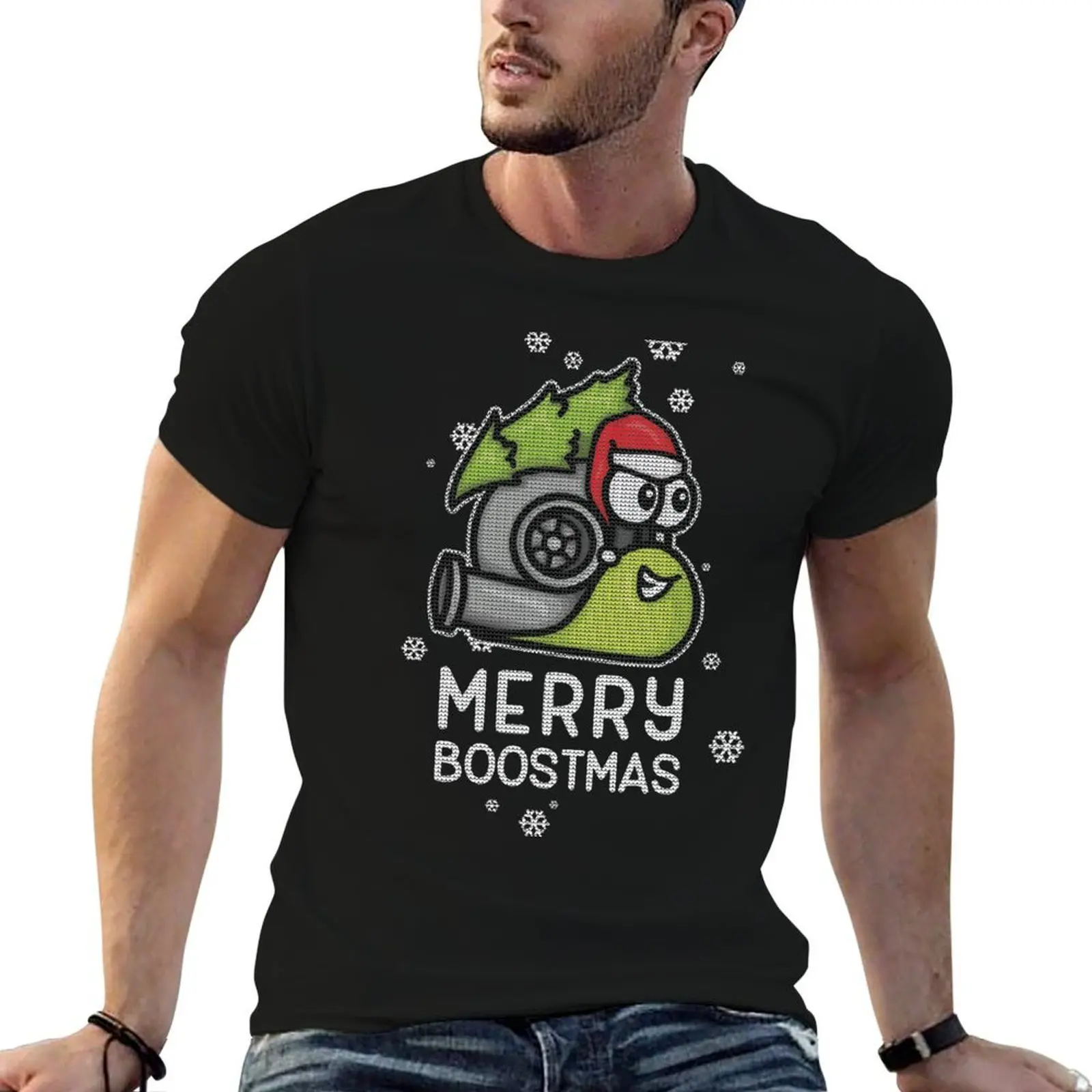 

Christmas Sweater - Merry Boostmas Snail (pattern) T-Shirt funny t shirts man t shirts for man cotton T-Shirt