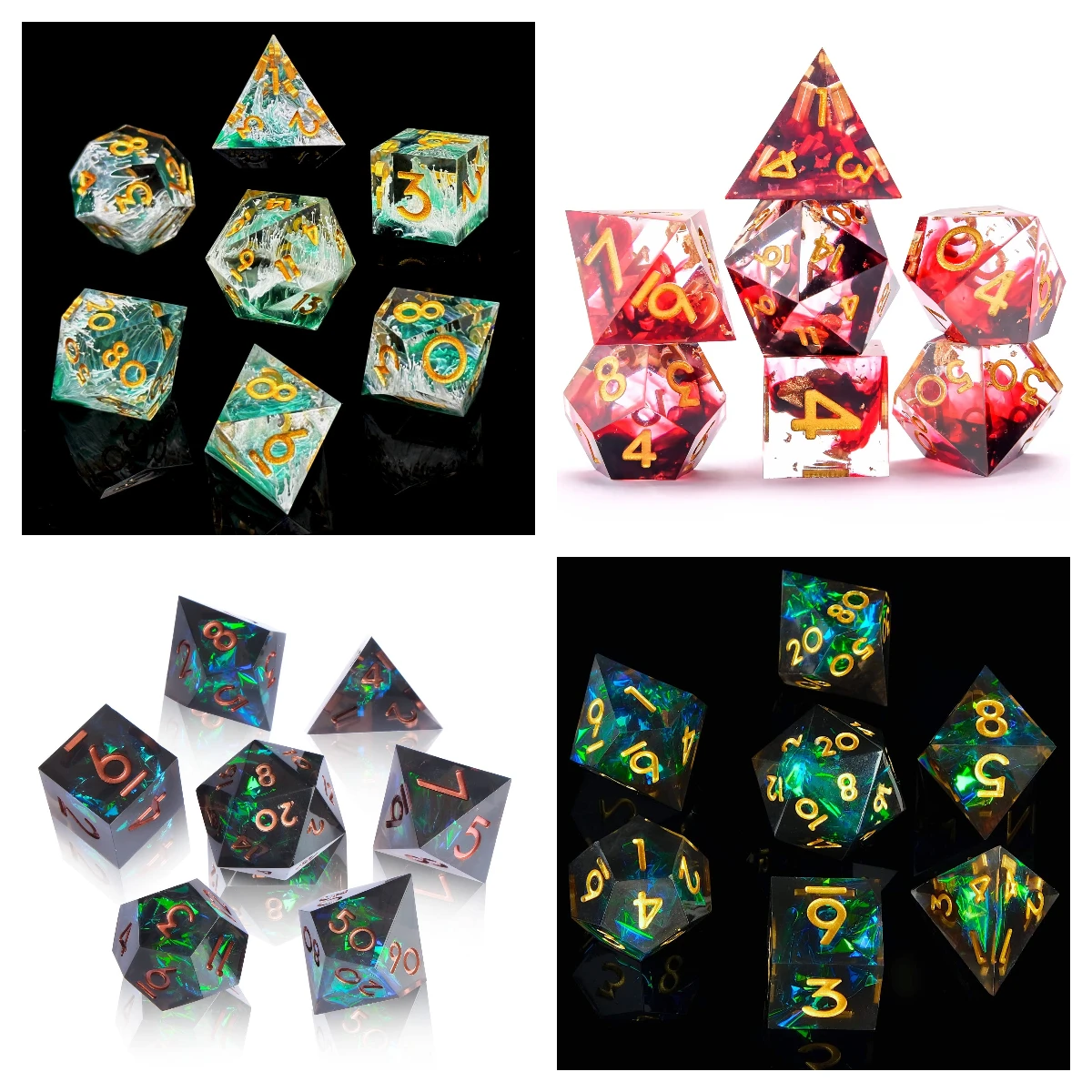 Set di dadi poliedrici in resina Semi-trasparente fatti a mano da 7 pezzi per DnD, include D20, D12, D10, D8-perfetto per Dungeons and Dragons