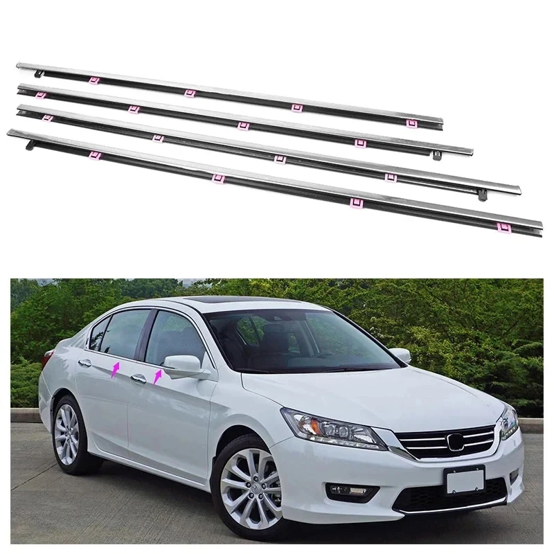 

Chrome Outside Window Moulding Trim Weather-strips Wind Rain Deflector Strip for Honda Accord 2013 2014 2015 2016 2017