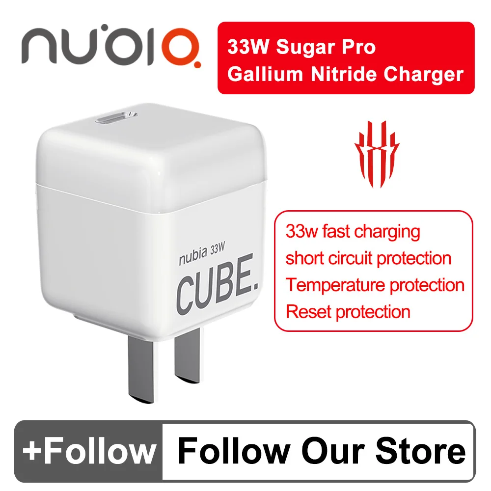 

Red Magic 33 Вт квадратное зарядное устройство из нитрида галлия Sugar Pro для Nubia RedMagic 9s 9 8s 8 iPhone 15 pro Xiaomi