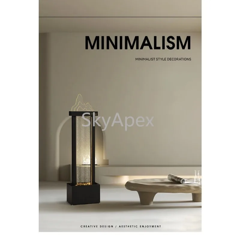 Modern Minimalist Circulating Water Rain Curtain  Fountain - Silent Living Room Office Decor  For  Housewarming & Opening  Gifts