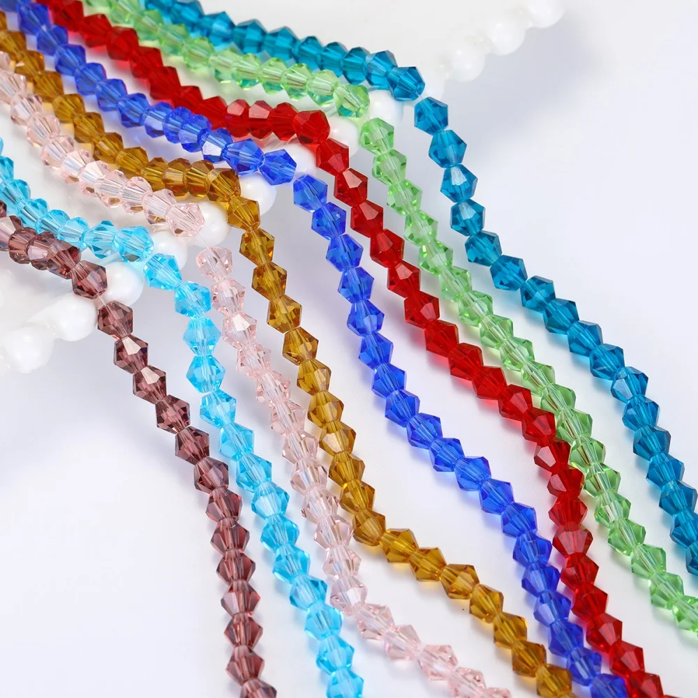 200PCS 4MM Two tone Sparkling Glass Bead Diamond Crystal Loose Spaced Bead Bracelet Earrings Jewelry Making Accessories
