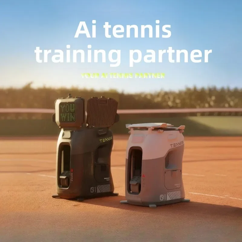AI portable tennis robot, voice-activated LED tennis serve machine, intelligent sparring tennis trainer