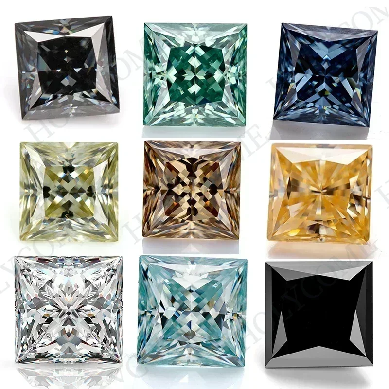 Moissanite Stone Moissanite Stone 0.35ct-5ct Multiple Color VVS1 Princess Cut Excellent Beads For Women's Jewelery Diamond Ring