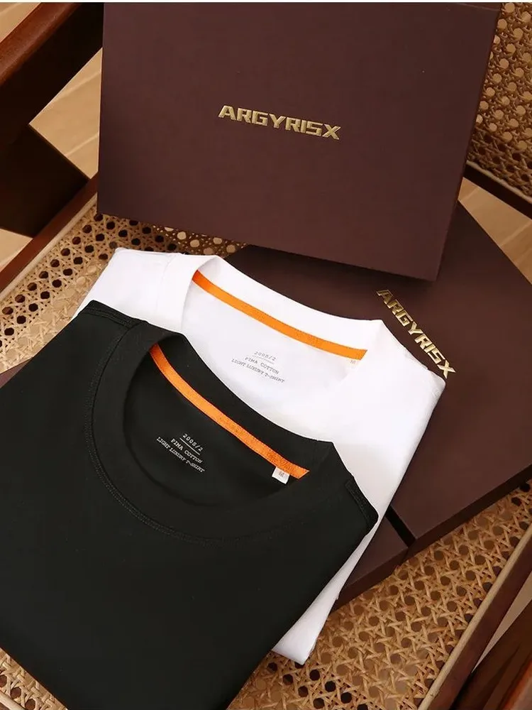 

High-End Luxury 200 Tead Count Cool Feeling Liquid Ammonia Pima Cotton Men's Elastic Silk-Like ort Sve T-irt