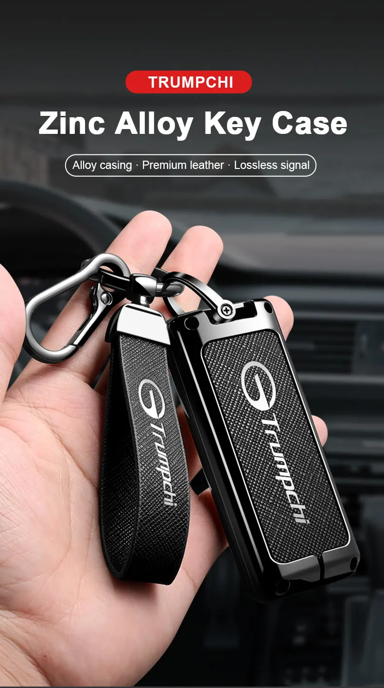 Schutzhülle für Autoschlüssel, passend für GAC Trumpchi GS7, GS8, GM8, GS5, GA6, GM6, aus Zinklegierung und Leder, zum Schutz des Schlüsselgehäuses, Autozubehör. – Detail 1