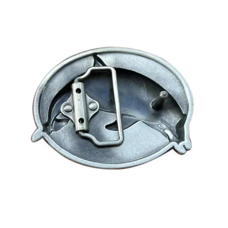 Zinc alloy dolphin-shaped belt buckle with western style design