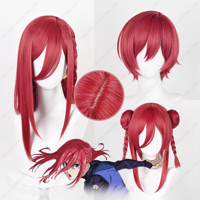 

Anime Chigiri Hyoma Cosplay 53cm/40cm/30cm Wine Red Hair Heat Resistant Synthetic Wigs