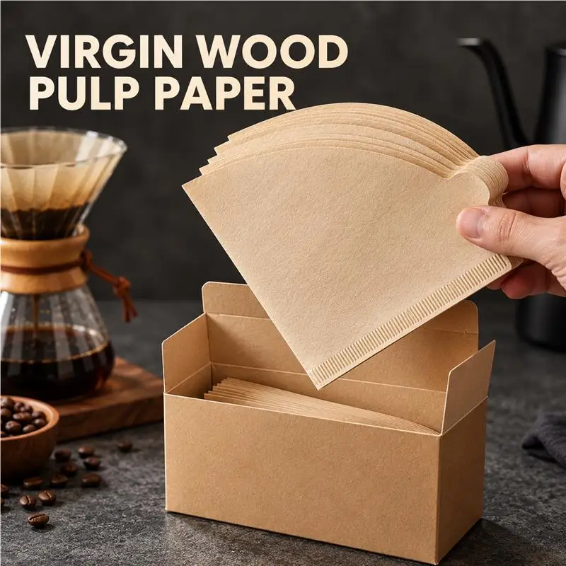 BIGE 100-Piece Cone Coffee Filter Paper Virgin Wood Pulp White or Natural 1-2 Cup and 2-4 Cup Sizes