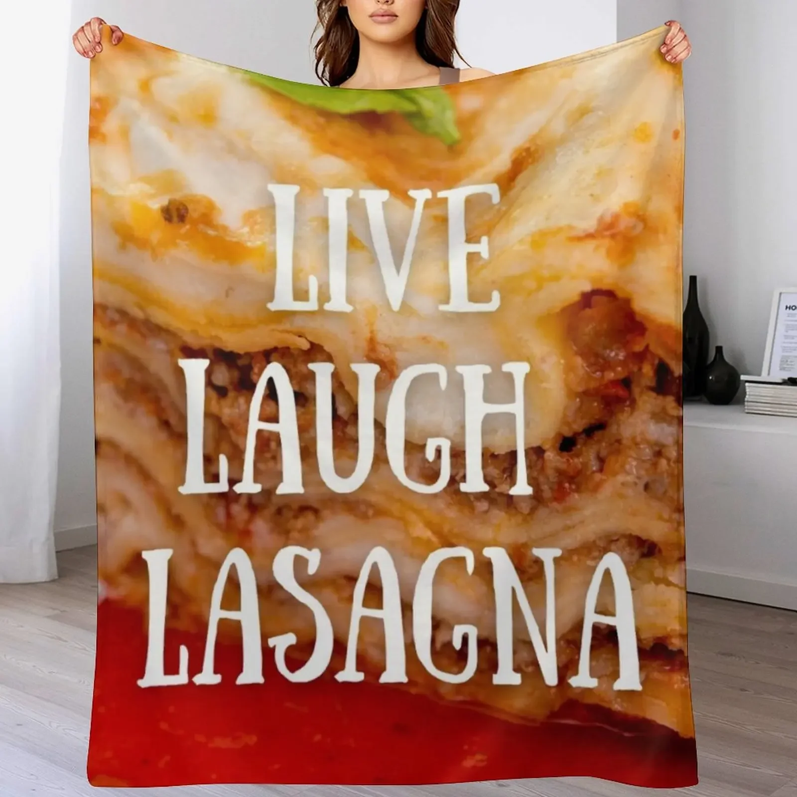 Live Laugh Lasagna Throw Blanket Ultra Soft Flannel Fleece Blanket for All Seasons