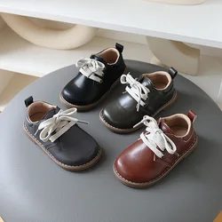 Little Boys Gentleman's Leather Shoes England Style Leisure Baby Boy Dress Shoes New Luxury Designer Shoes for Girls Kids