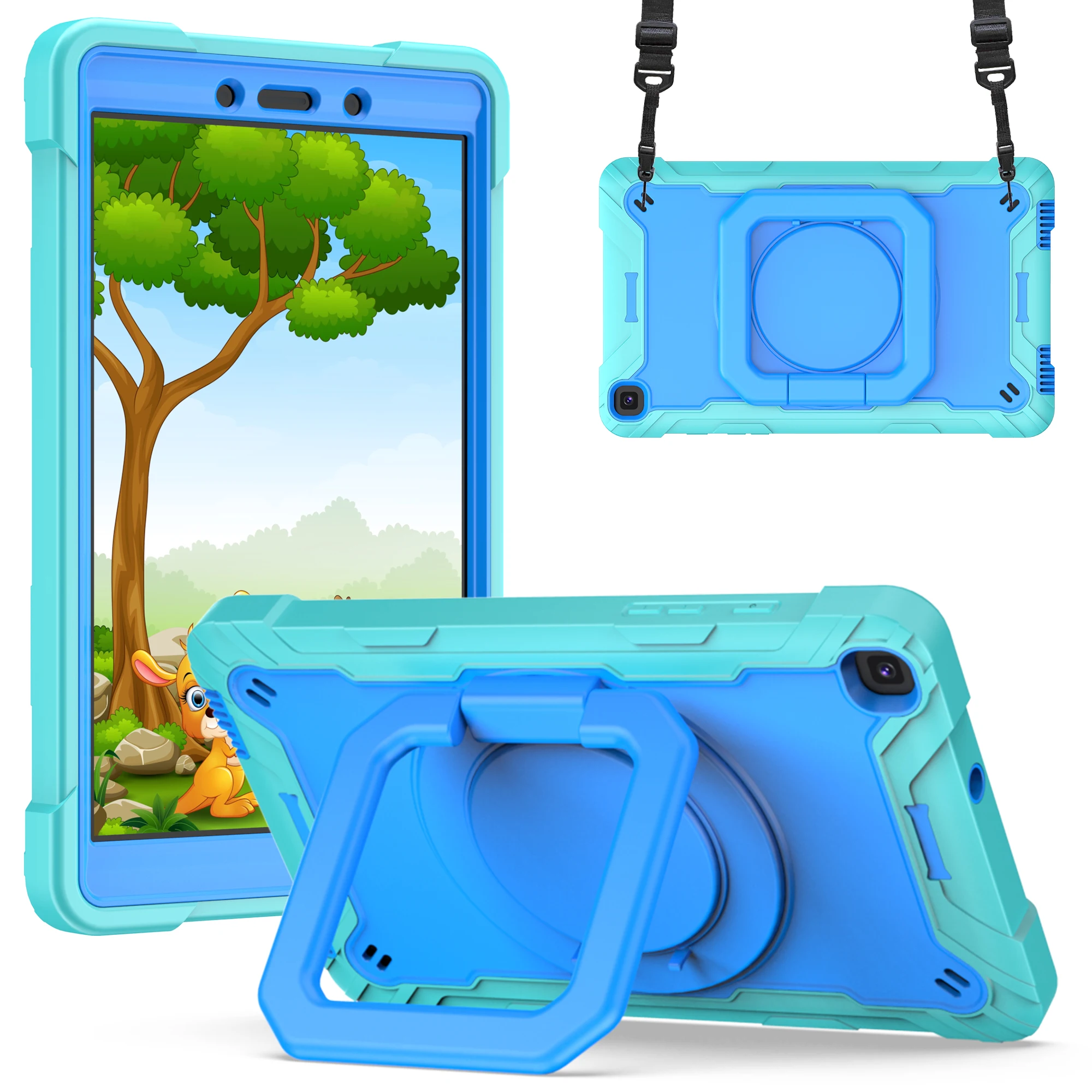 

Multi-Functional Case for Samsung Galaxy Tab A 8.0 2019 (SM-T290/T295/T297)，360° Rotating Stand，Shockproof & Anti-Drop