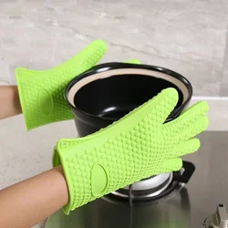 Kitchen Silicone Heat Resistant Gloves Insulation Non Stick Anti-slip Pot Bowel Holder Golves BBQ Cooking Mitts Baking Tools