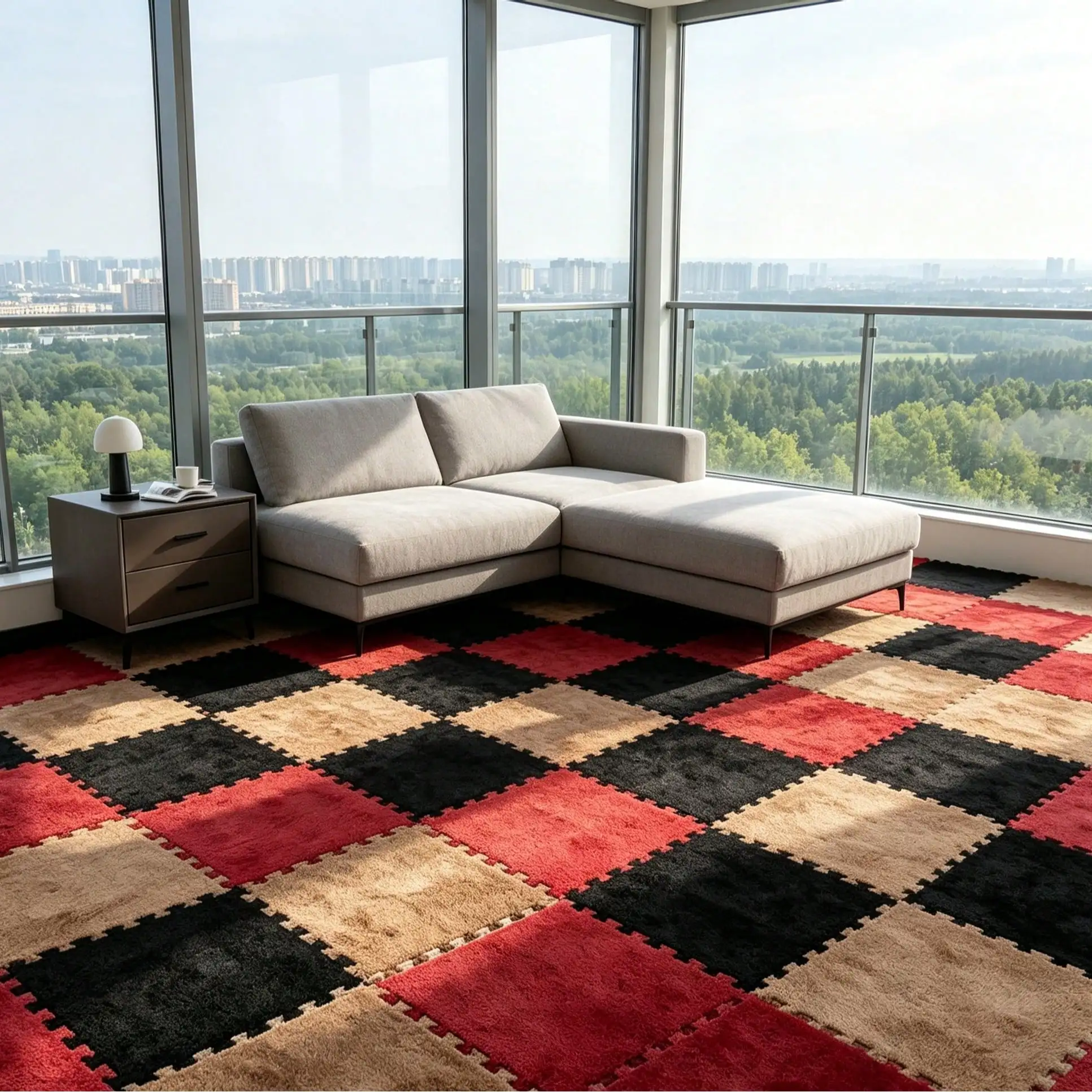 36 Piece Set Of Plush Puzzle Floor Mats, Washable Room Carpets, Soft Plush Color Blocked Bedroom Carpets, Room Decorations, Home Dust-Proof Items, Square Plush Patch Game Mats, And Living Room Carpets That Protect Floor Tiles.