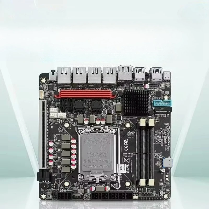 In-tel VPro Q670 NAS Motherboard Max 6*NVMe 6*SATA3.0 12/13/14th Gen LGA1700 PCIE5.0x16 2*DDR5 4*2.5G LAN Firewall ITX Mainboard
