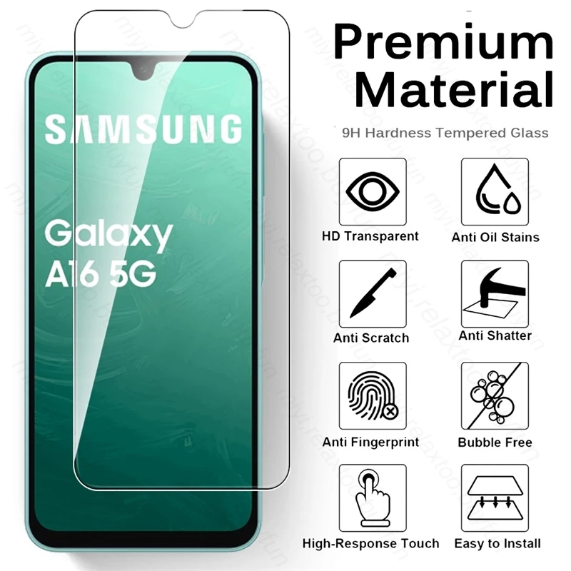 2Pcs 9H Glass for Samsung Galaxy A16 5G/4G 2024 Protect Glass on SamsungA16 GalaxyA16 A 16 16A 4/5G Screen Protector Sheet Films