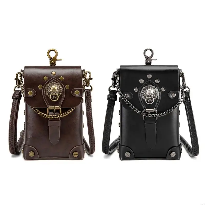 

Punk Ladies Crossbody Handbag Steampunk Design Shoulder Bags with Adjustable Strap for Travel and Shopping 547A