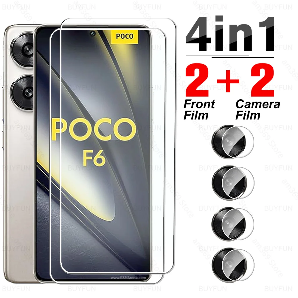 Защитное стекло 4 в 1 для Xiaomi Poco F6 5G, закаленное стекло Pocophone X6 M6 Pro C65, Защита экрана для объектива X6Pro F6Pro M6Pro 4G