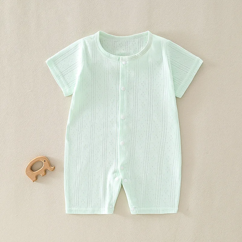 0-12M Summer Baby Newborn Bodysuit Cute Solid Color O-neck One Piece Clothing for Toddler Boys Girls Soft Cotton Romper Daily
