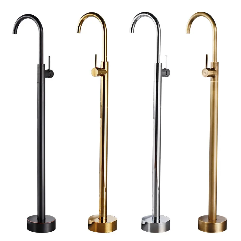 Brass Antique Floor Faucet Single Function Bath Faucet Embedded Vertical Cold&Hot Water Bathroom Shower Column Shower