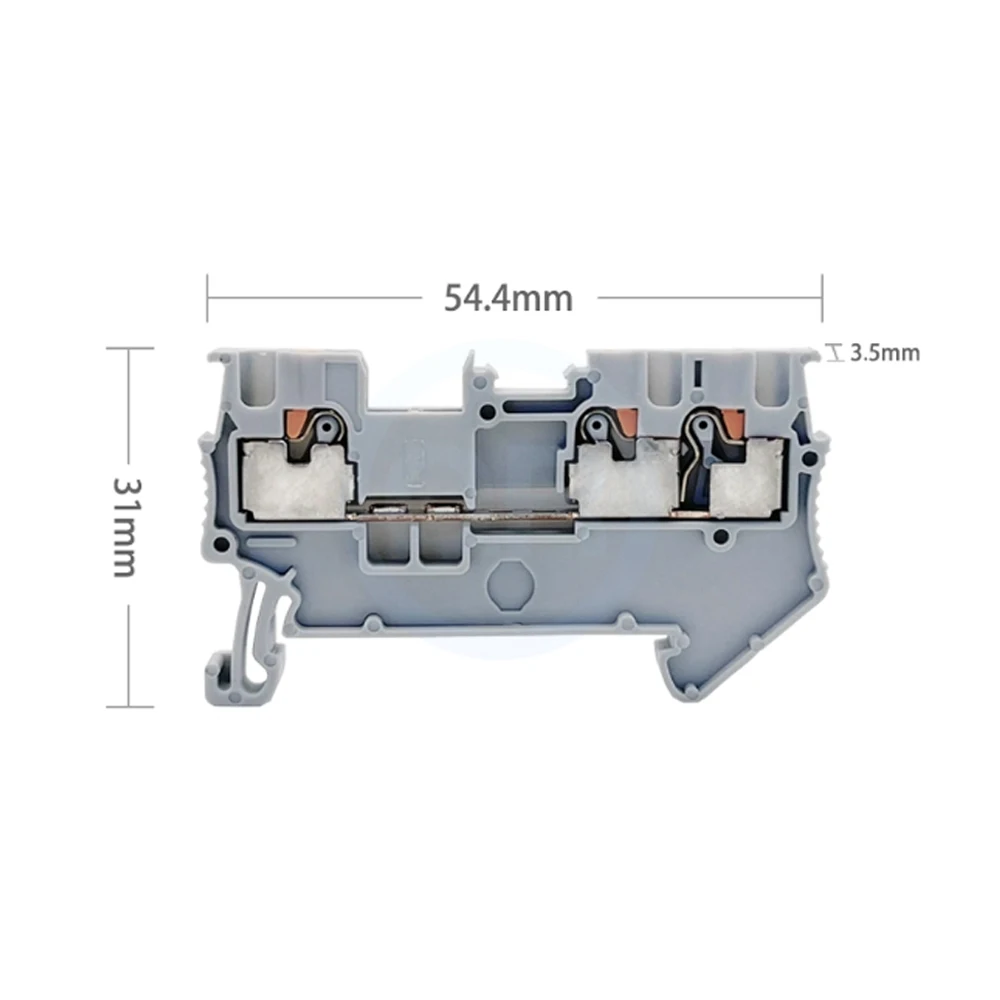 (5 Pcs) PT1.5-TWIN Terminal Block Rail Direct-Plug-In Single-Inlet Dual-Outlet Spring-Loaded Quick-Connect Terminal Block PT-1.5
