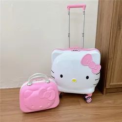 Miniso New Hello Kitty 20-inch Suitcase 14-inch Cosmetic Case Children's Fashion Suitcase Outing Storage Box Thickened Gift