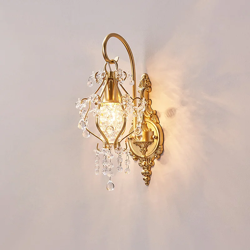 

French-style Crystal Wall Lamp For Living Room Modern Hallway Light Creative Crystal Wall Lamp For Bedroom Bedside Mirror