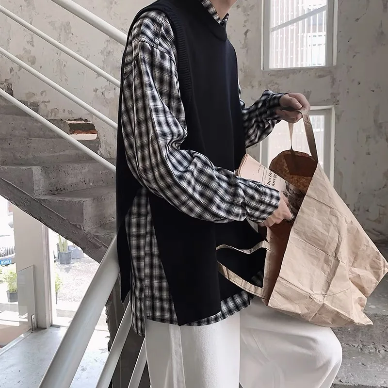 Sonbahar kazak yelek erkek moda Retro rahat örme kazak erkekler Slim Fit kore örgü kazak erkek Jumper giyim M-3XL