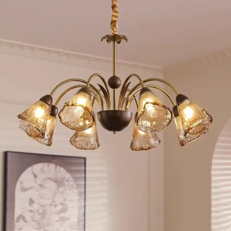 

FAIRY American Village Brass Chandelier LED French Retro Living Room Restaurant Bedroom Study Villa Hotel Cafe Pendant Lamp