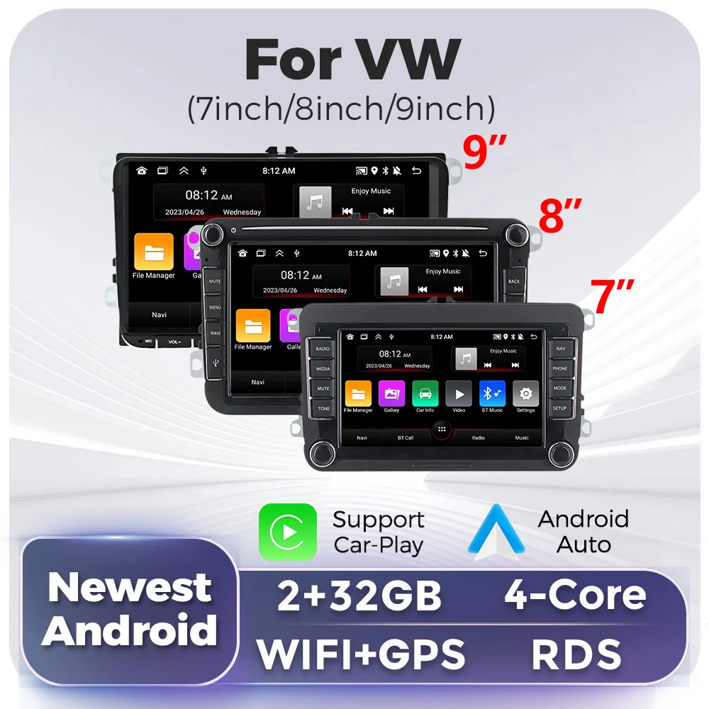 2 Din Car Multimedia Player for Volkswagen Golf 5 6 Polo Passat B6 B7 CC Skoda Jetta Wireless Carplay Android Auto GPS Car Radio