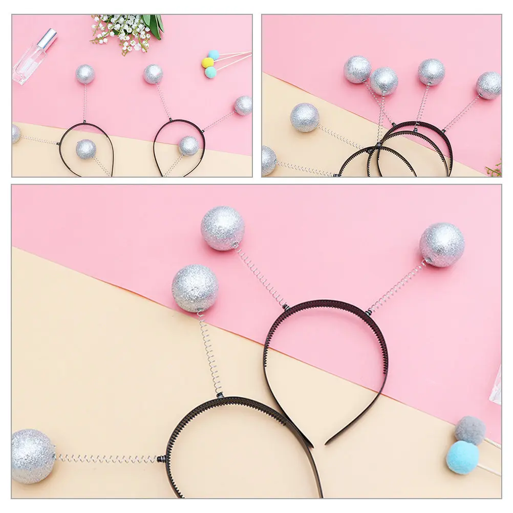 3Pcs Antenna Headband Glitter Ball Party Festival Cosplay Accessory Lightweight Comfortable One Size Fits All Hairband