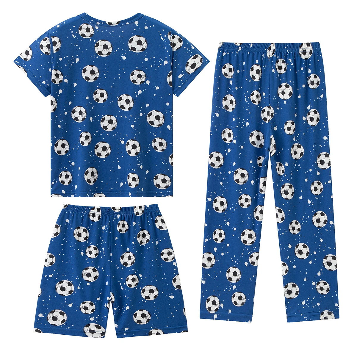 3-teiliges Frühling/Sommer-Kinderset, kurzärmelige Pyjamas, Shorts, feuchtigkeitsabsorbierende und bequeme Freizeithosen, modisch für zu Hause – Detail 5