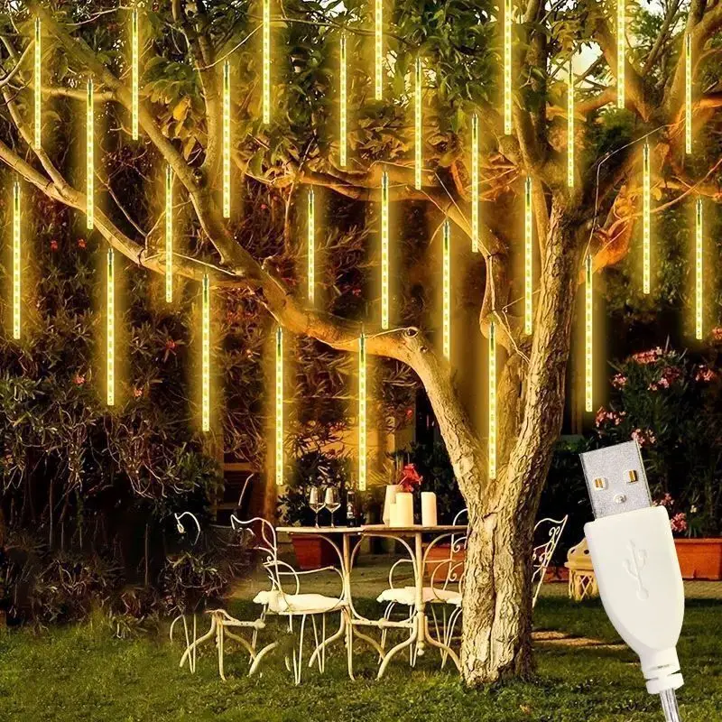 USB LED Meteor Shower Rain Light Fairy String Light for 2025  Ramadan Christmas Wedding Holiday Party Decor Room Decorations