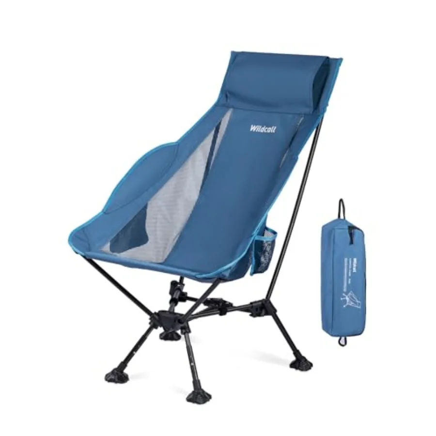 

Lightweight Folding High Back Camping Chair with Head port, Compact Beach Chair with Anti-Sinking Large Feet and Three Tilt Ang