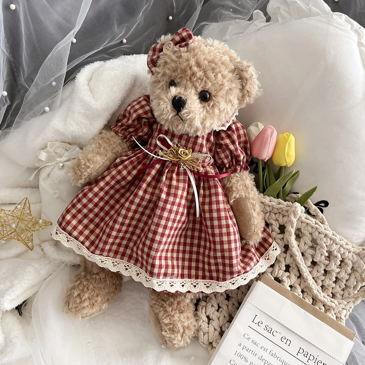 Muñeca de peluche de oso de peluche para parejas, juguetes encantadores, ropa suave, muñecas de animales de peluche para amantes, niñas, cumpleaños, boda, regalo de San Valentín para amigos