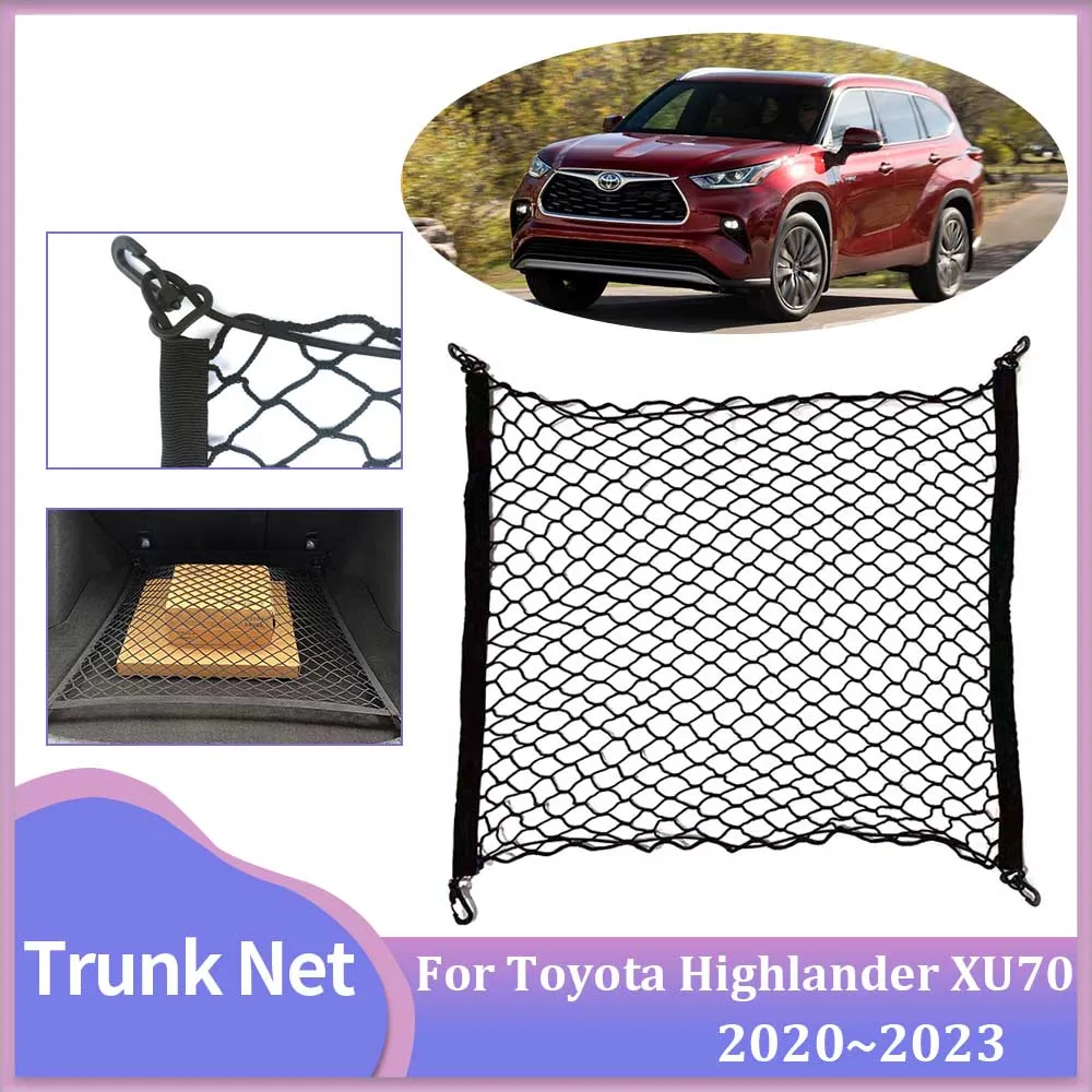 

Car Trunk Net for Toyota Highlander Kluger XU70 XSE 2020~2023 Rear Cargo Mesh Storage Organizer Elastic Pocket Hooks Accessories