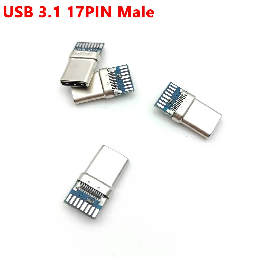 50 szt. Złącze USB 3.1 Type-C 17 Pinów Męskie Gniazdo Adapter do Lutowania Przewodów i Kabli 17 Pinów Obsługa Płytek PCB — zdjęcie 5