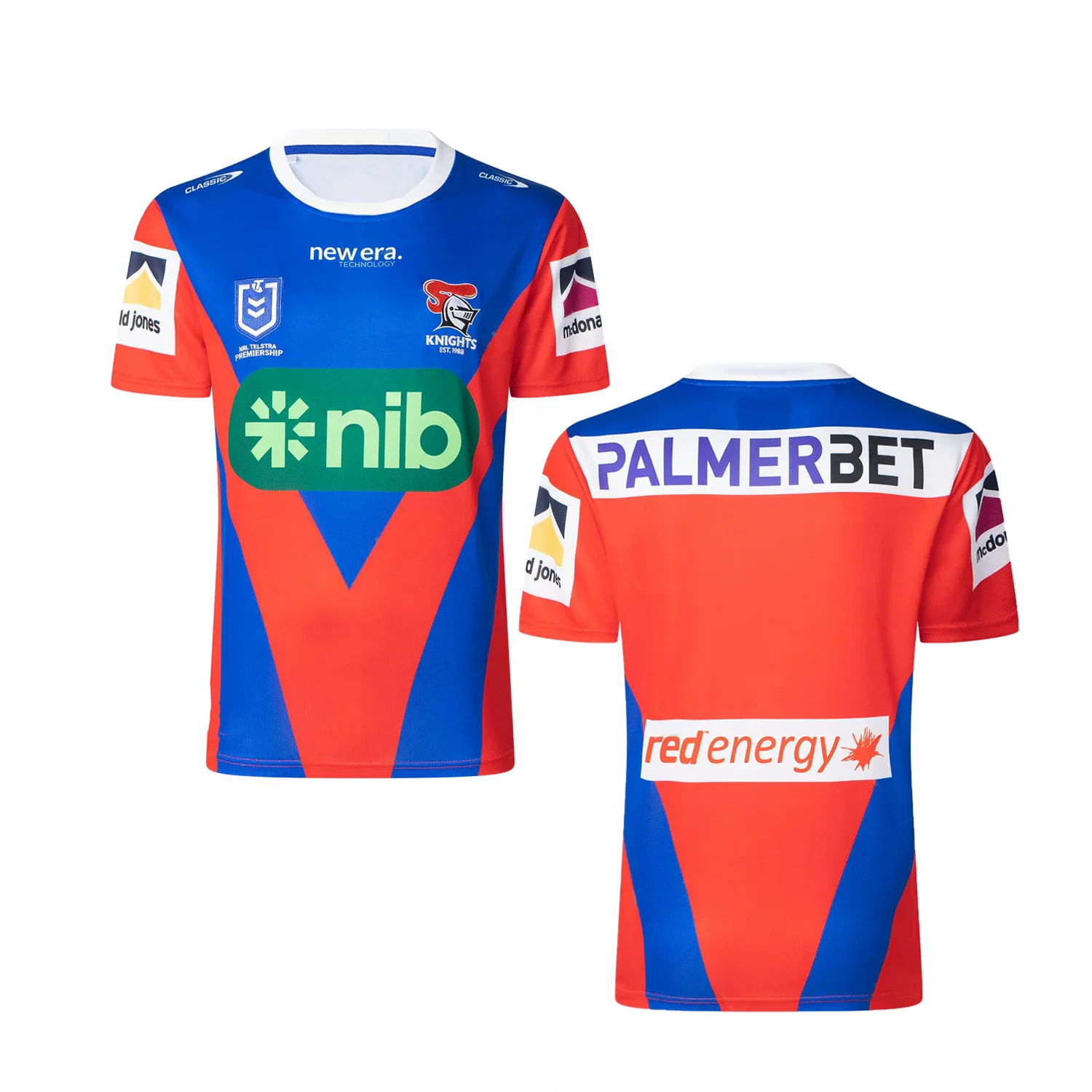 The 2025 summer NRL Newcastle Knights men's home jersey Training jersey Children's uniform Adult and children's tops