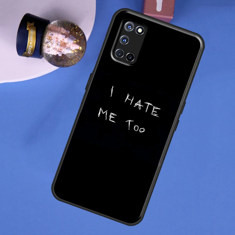 Sad depression Black Word Aesthetic For OPPO A72 A52 A5 A9 2020 A31 A53 A15 A91 Find X3 Pro Reno 2 Z F5 F7 A3S A5S Phone Case