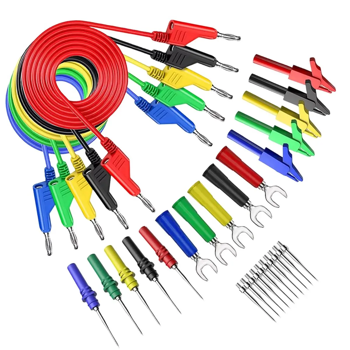 A95G P1036B 4mm Banana to Banana Plug Test Lead Kit for Multimeter Match Alligator Clip U-Type & Puncture Test Probe Kit