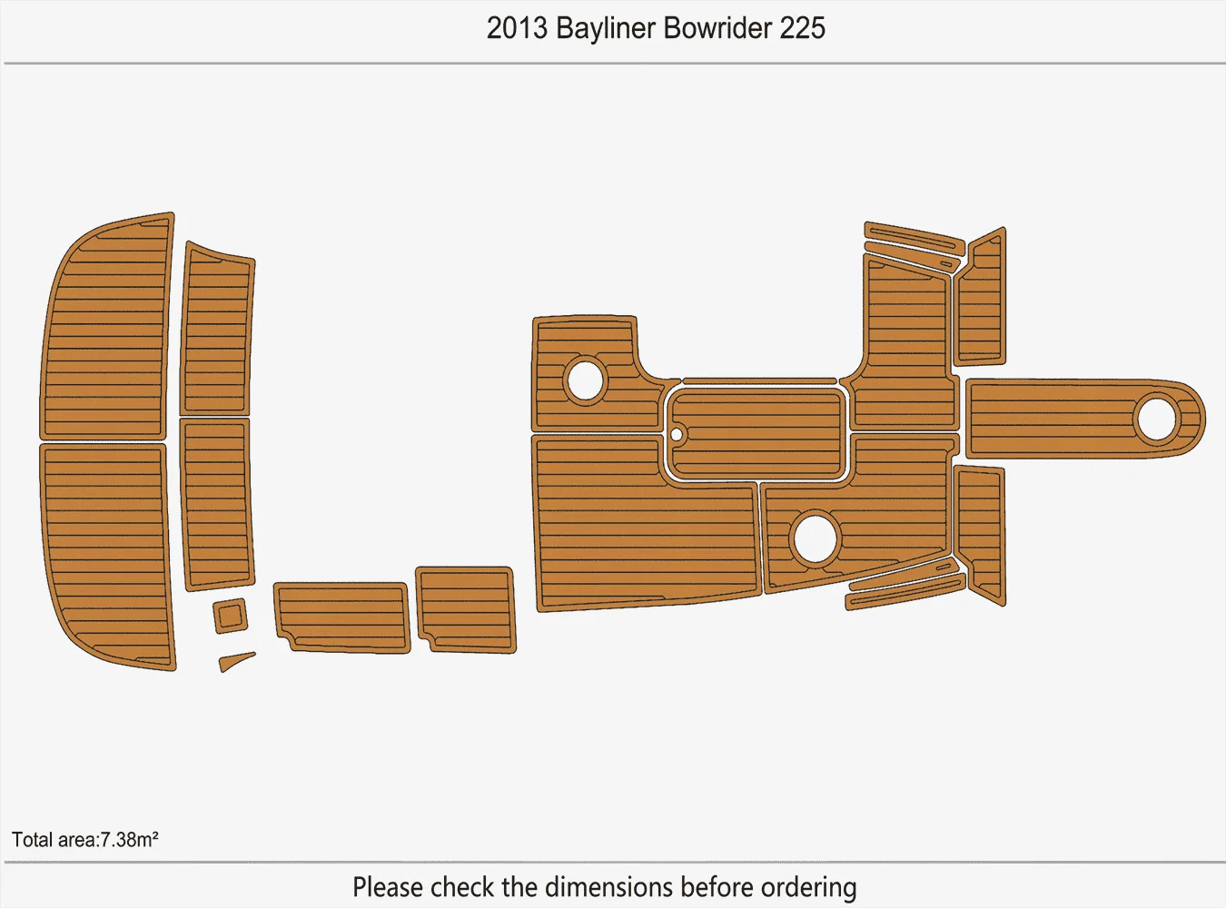 

2013 Bayliner 225 Bowrider Морская дека из тикового дерева, пенопласт EVA, пол для лодки