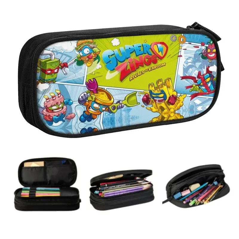 Super Zings Cartoon Game Pencil Case for Girls Boys Big Capacity Toys Pen Box Bag Stationery