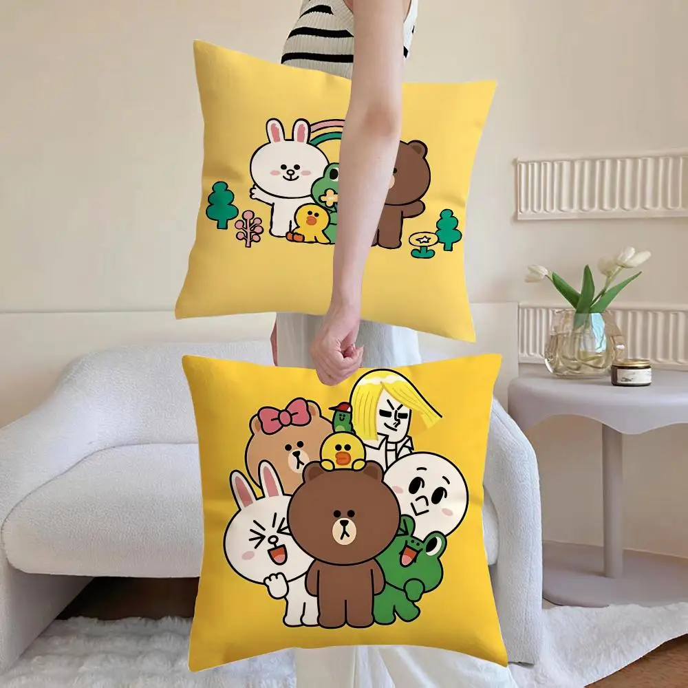 Cute Character L-Line FriendsS Cushion Cover Comfortable Reversible Pillow Cover Ideal for Car Sofa Bedroom & Beyond