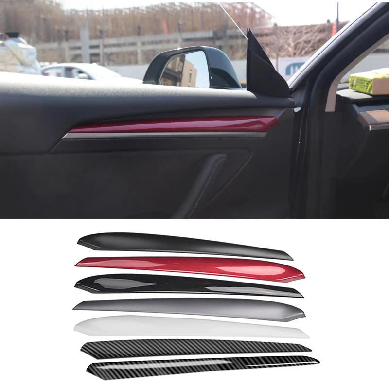 Door Trim for Tesla Model 3 Model Y Interior Front Carbon Fiber ABS Trims Patch Cover Decoration Sticker Modification 2021-2023