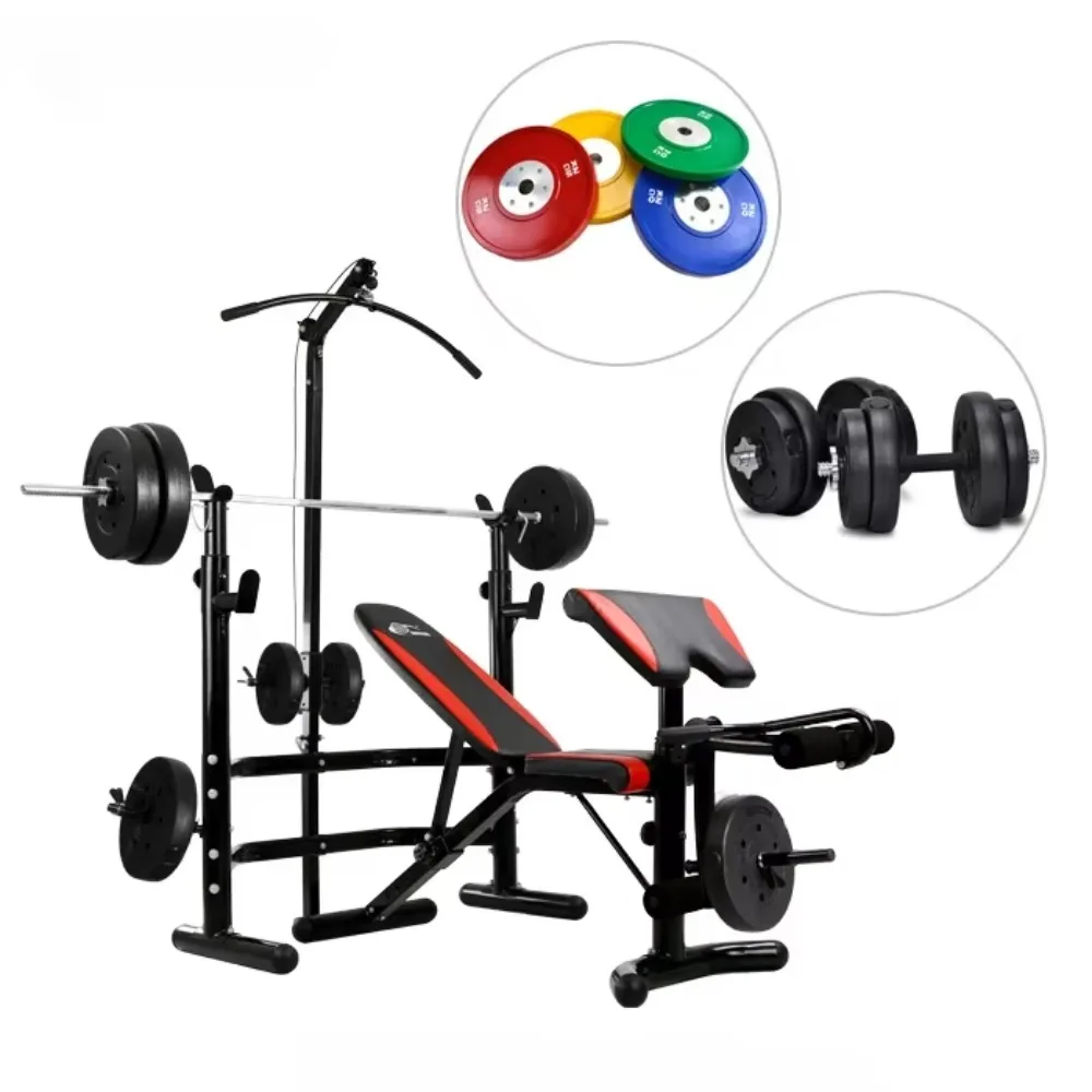 Multifunction Station Weightlifting Bed Bench Gym Bench Strength Training Adjustable Weight Bench Set for Home Use