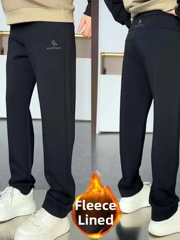 

Men's Faion Thiened Fce Lined Straight Leg Pants Casual Spor Comfortable High Quali Patchwork Embroidery Winter Tr...