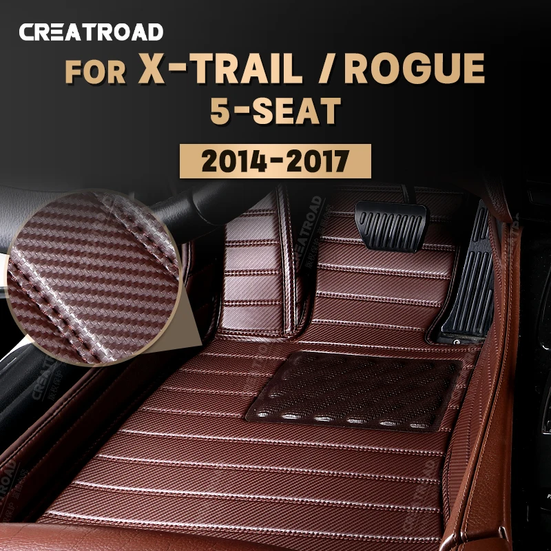 

Custom Carbon Fibre style Floor Mats For Nissan X-Trail 5 Seats 2014 2015 2016 2017 Foot Carpet Cover Auto Interior Accessories